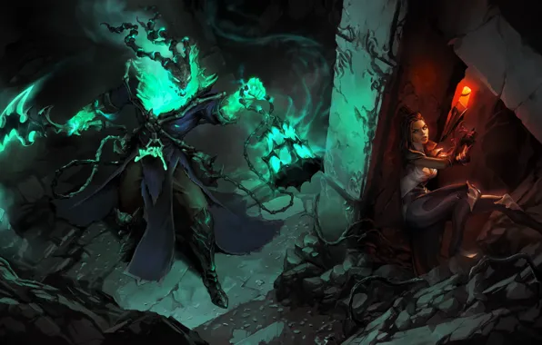 Девушка, ночь, демон, Thresh, Legends of Runeterra
