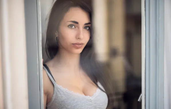 Картинка взгляд, лицо, модель, окно, Nicole