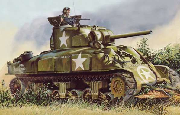 Картинка рисунок, танк, Шерман, M4 Sherman