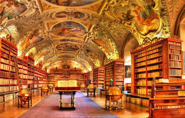 World, map, books, library, globes