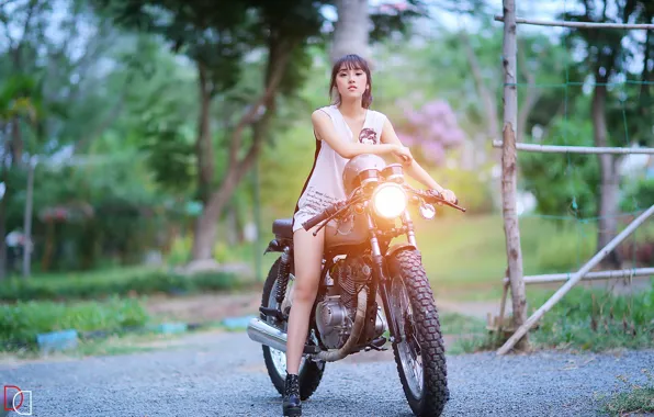 Картинка девушка, мотоцикл, азиатка