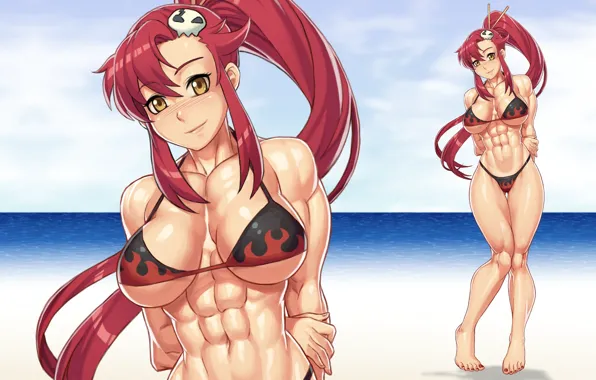 Песок, пляж, девушка, Tengen Toppa Gurren-Lagann