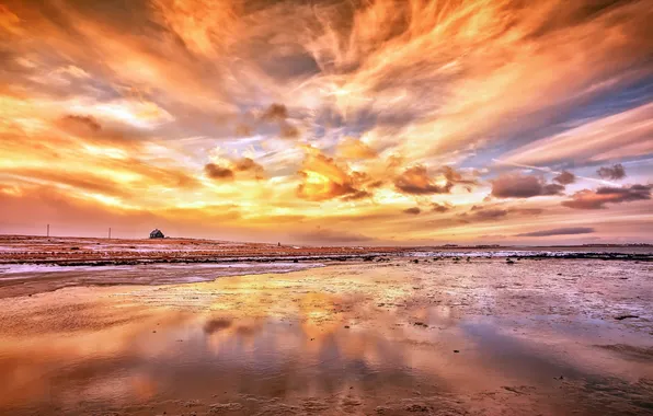 Небо, пейзаж, закат