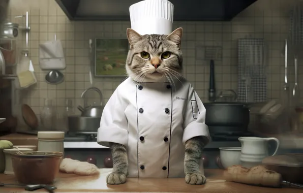 Кошка, кот, цифровое искусство, ИИ-арт, нейросеть, искусство искусственного интеллекта