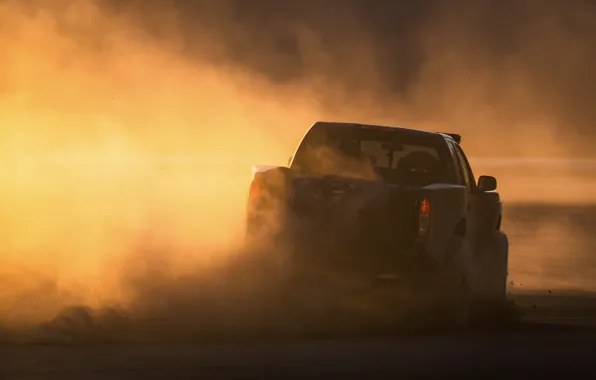 Пыль, Nissan, пикап, 2019, 600 л.с., V8 turbocharged, 5.6 л., Frontier Desert Runner Concept