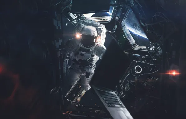 Скафандр, Станция, Человек, Астронавт, Костюм, Космонавт, Space, Station