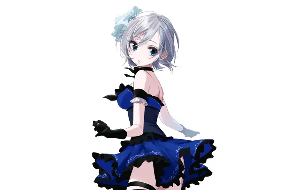 Girl, sexy, Anastasia, dress, anime, blue eyes, beautiful, short hair