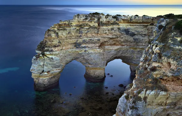 Море, небо, скалы, горизонт, арка