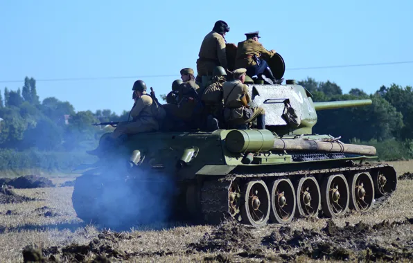 Картинка танк, советский, средний, Т-34-85, военная реконструкция
