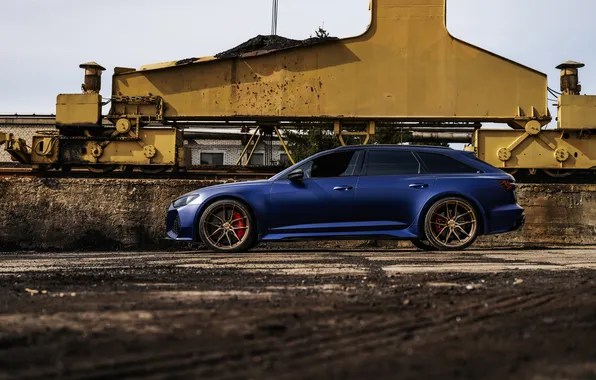 Audi, Blue, Side, Sportcar, Avant, RS6, Audi RS6