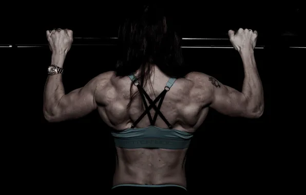 Muscles, brunette, back, fitness