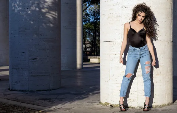 Девушка, поза, фон