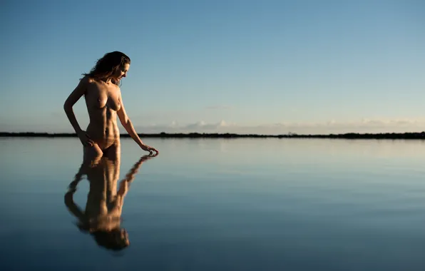 Girl, sexy, wet, legs, sea, nipples, sunset, photographer