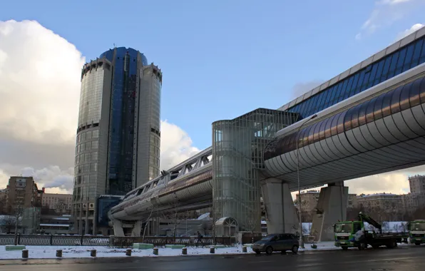 Дорога, мост, город, Москва, Moscow, Башня 2000, Багратион