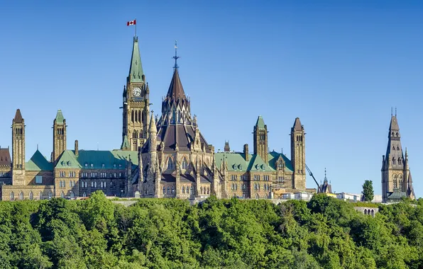 Summer, sky, hill, canada, canadian, capital, ottawa, parliament