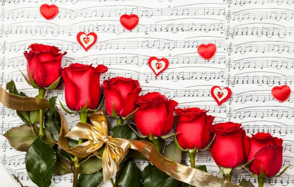 Цветы, розы, heart, valentine's day, roses