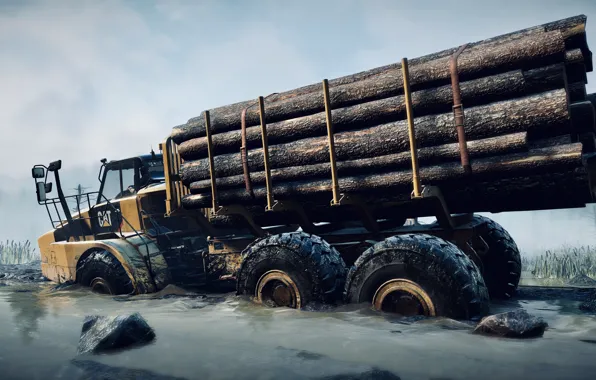 HDR, Clouds, Water, Truck, Game, Stone, Mud, CAT