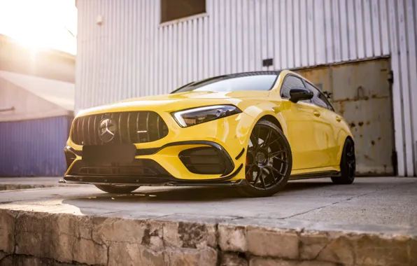 Mercedes-Benz, Mercedes, AMG, Yellow, A45 AMG, JR Wheels, A45s