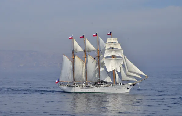 Картинка баркентина, Esmeralda, (BE-43), чилийских ВМС, учебное, парусное судно