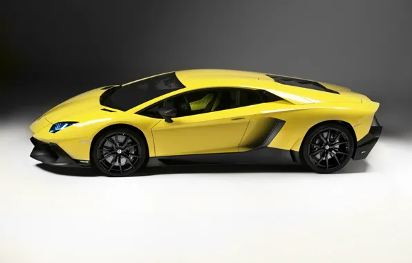 Картинка авто, Lamborghini, вид сбоку, yellow, LP700-4, Aventador, 50 Anniversario Edition