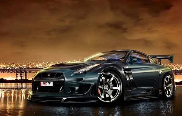 Car, nissan, gtr, cool, entardecer