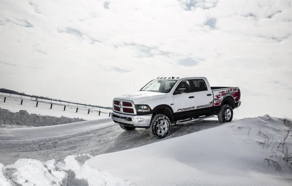 Зима, снег, Dodge, додж, пикап, Power Wagon, Crew Cab, 2014