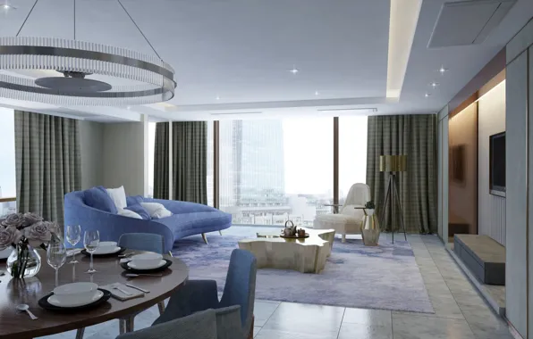 Интерьер, мегаполис, гостиная, столовая, AC Project, by Ameiva Studio