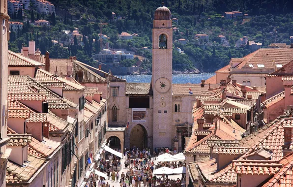 Башня, крыши, Хорватия, Дубровник, Dubrovnik