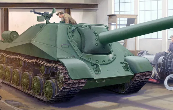 Рисунок, арт, САУ, ИСУ-152, Объект 704, образца 1945 года, ИС-установка, Кировец-2