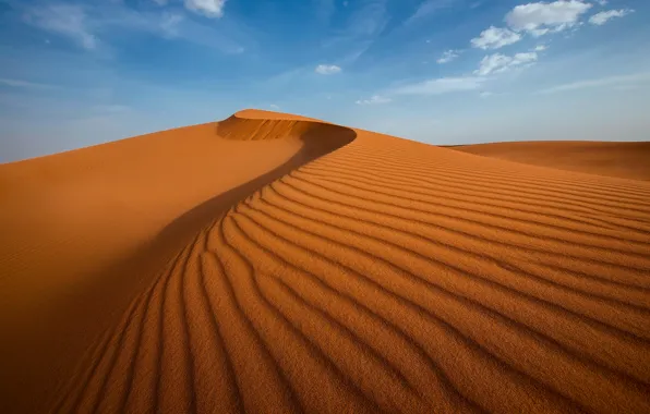Песок, небо, облака, барханы, пустыня, дюны
