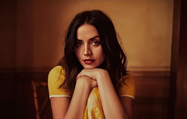Взгляд, поза, макияж, актриса, hair, Ana de Armas, Ана де Армас, Ana De Armas