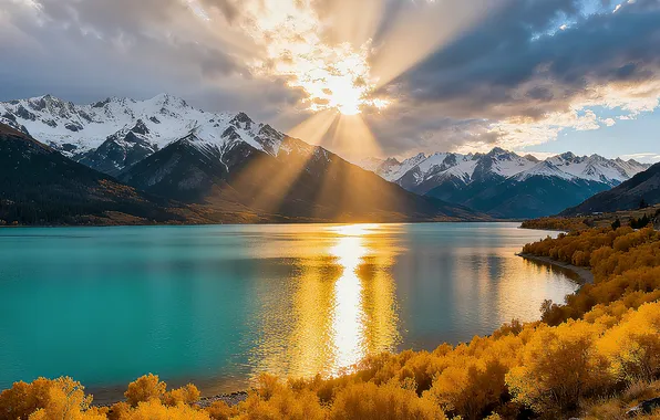 Картинка sea, landscape, nature, mountains, dawn