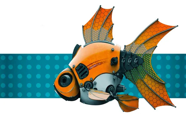 Картинка робот, рыбка, Stephen Anderson, FishBot 2.0 - Render