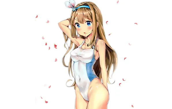 Girl, sexy, cleavage, long hair, boobs, anime, blue eyes, beautiful
