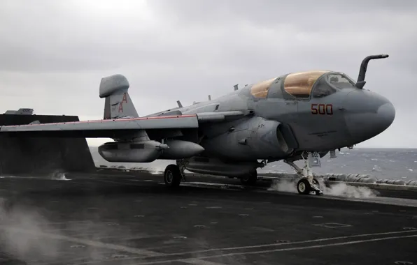 Grumman, палубный самолёт РЭБ, EA-6B Prowler, взлет с авианосца, Carl Vinson (CVN 70)