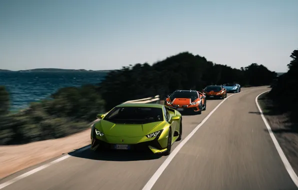 Картинка Lamborghini, road, speed, lambo, fast, front view, Huracan, Lamborghini Huracan Sterrato