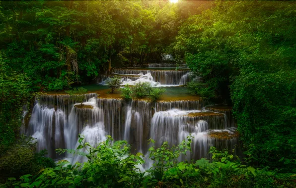 Лес, листва, водопад, Таиланд, каскад