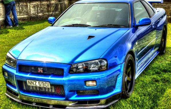 Nissan, GT-R, Blue, Skyline, GT-R34