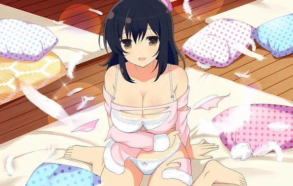 Girl, sexy, lingerie, pantsu, bra, cleavage, panties, long hair