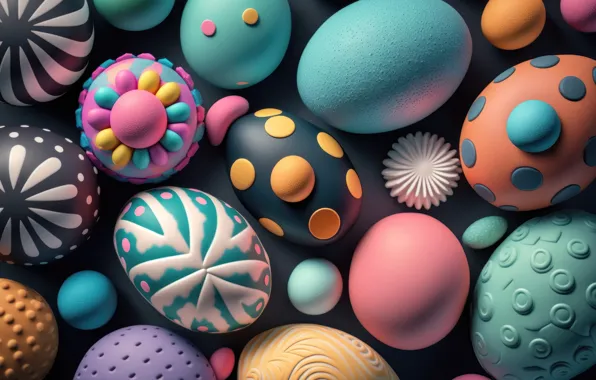 Фон, яйца, colorful, Пасха, happy, background, Easter, eggs