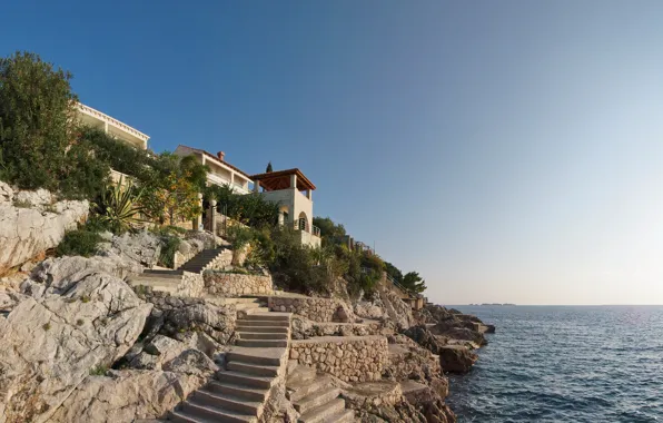 Море, небо, природа, берег, Хорватия, Croatia, Дубровник, Стиковица