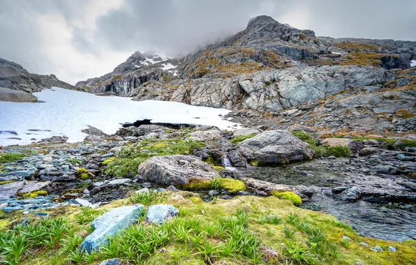 Горы, Озеро, Новая Зеландия, Mount Aspiring National Park