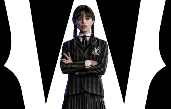 Поза, макияж, фигура, сериал, постер, Wednesday, Jenna Ortega, Дженна Ортега