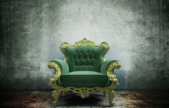 Картинка green, golden, design, comfort, armchair