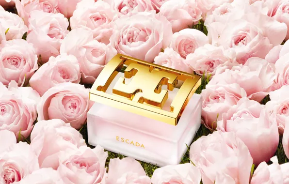 Розы, духи, флакон, парфюм, ESCADA