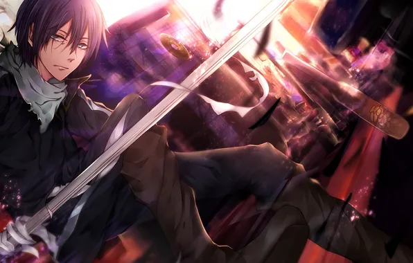 Меч, аниме, арт, парень, Бездомный Бог, Noragami, Ято