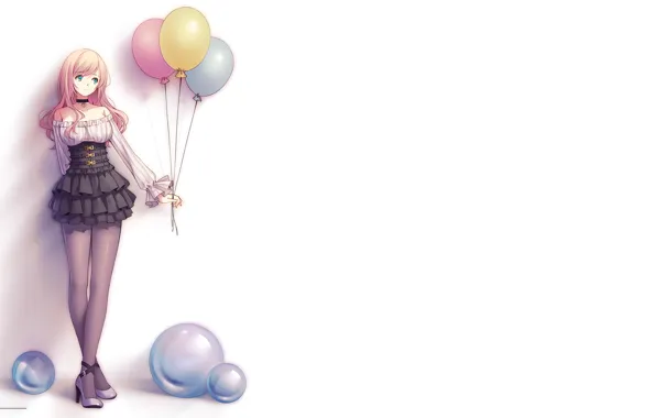 Картинка девушка, шарики, фон