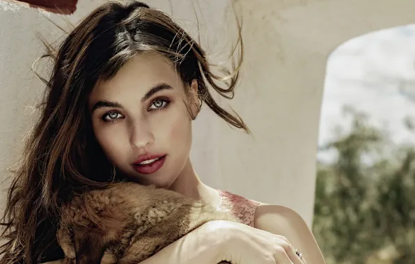Кот, взгляд, девушка, фото, волосы, Elle, Rainey Qualley