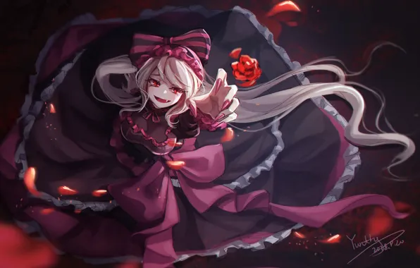 Девушка, роза, лепестки, вампир, Overlord, Shalltear Bloodfallen
