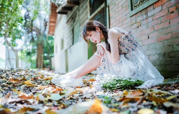 Картинка девушка, улица, азиатка